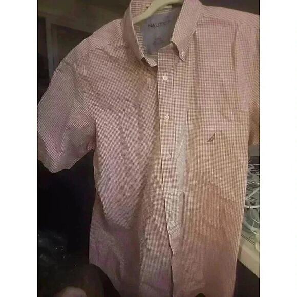 NAUTICA Vintage Men's Short Sleeve Button-Down Shirt Sz L Excellent CR4 Very Nic - Picture 1 of 9